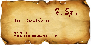 Higl Szolón névjegykártya